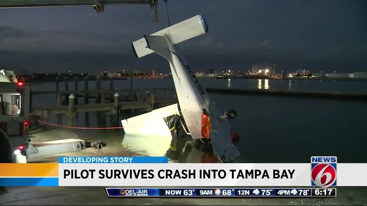 Pilot emerges unscathed when plane crashes into Tampa Bay